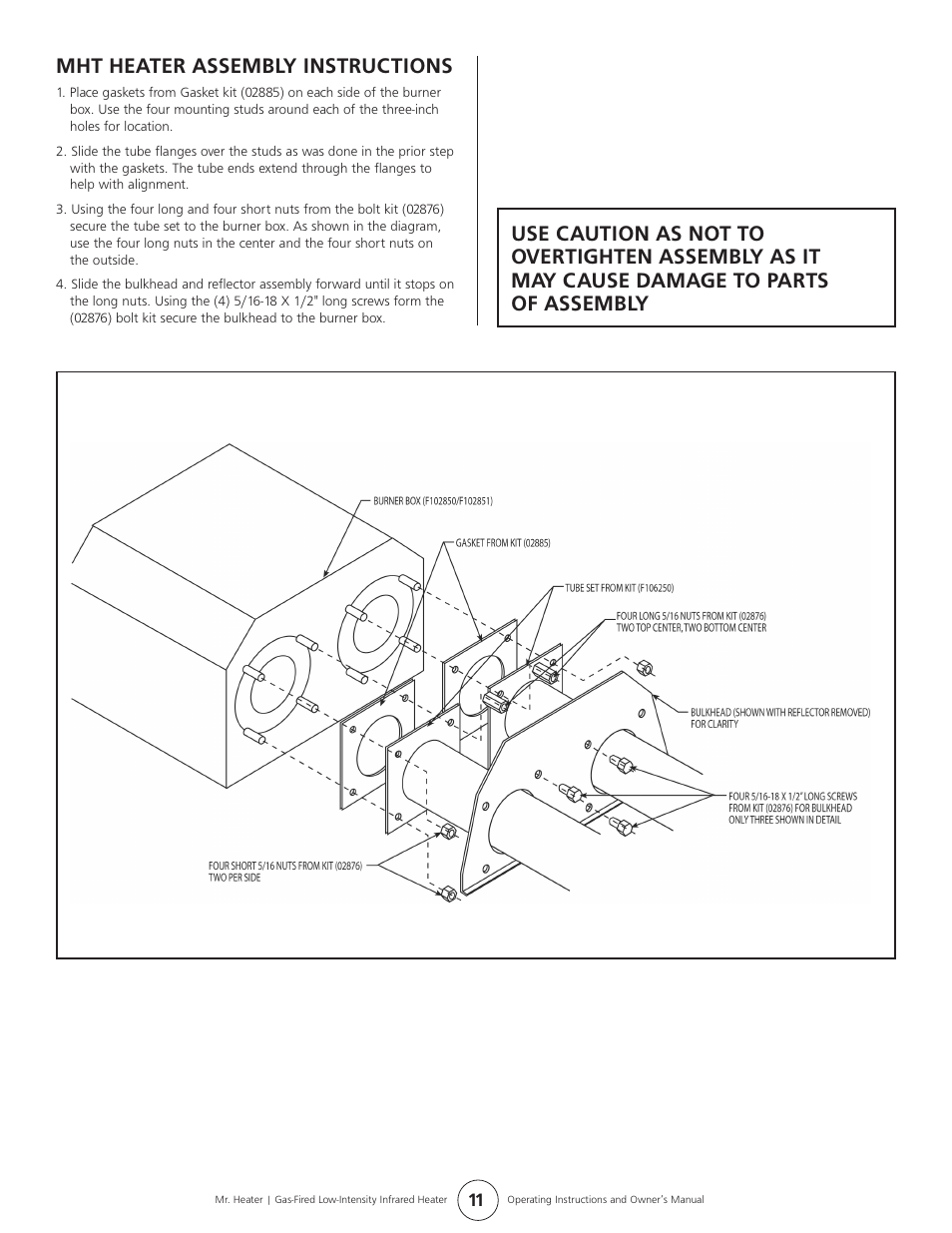 Mht heater assembly instructions | Mr. Heater MHT 45 User Manual | Page 11 / 24