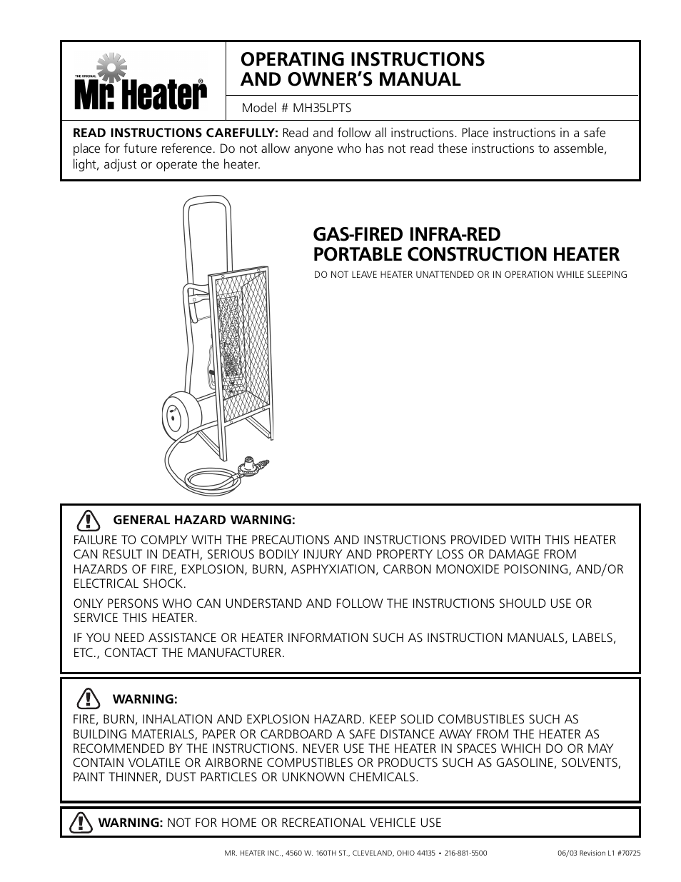 Mr. Heater MH35LPTS User Manual | 8 pages