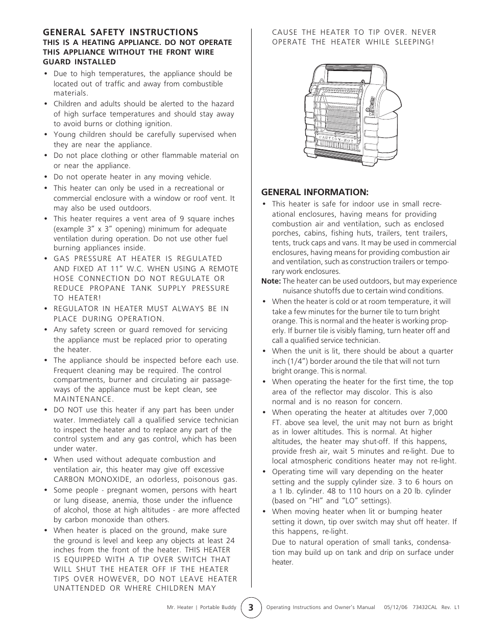 Mr. Heater MH9B User Manual | Page 3 / 8