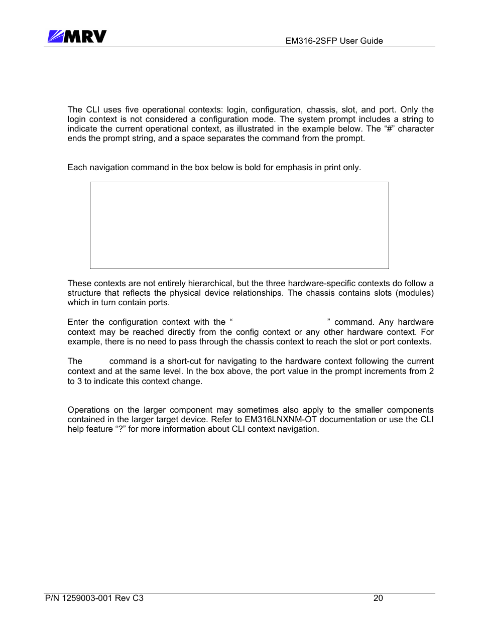 2 cli navigation | MRV Communications EM316-2SFP User Manual | Page 29 / 56