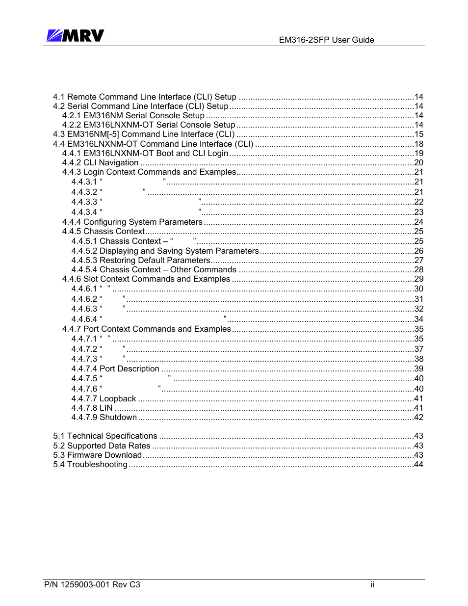MRV Communications EM316-2SFP User Manual | Page 3 / 56