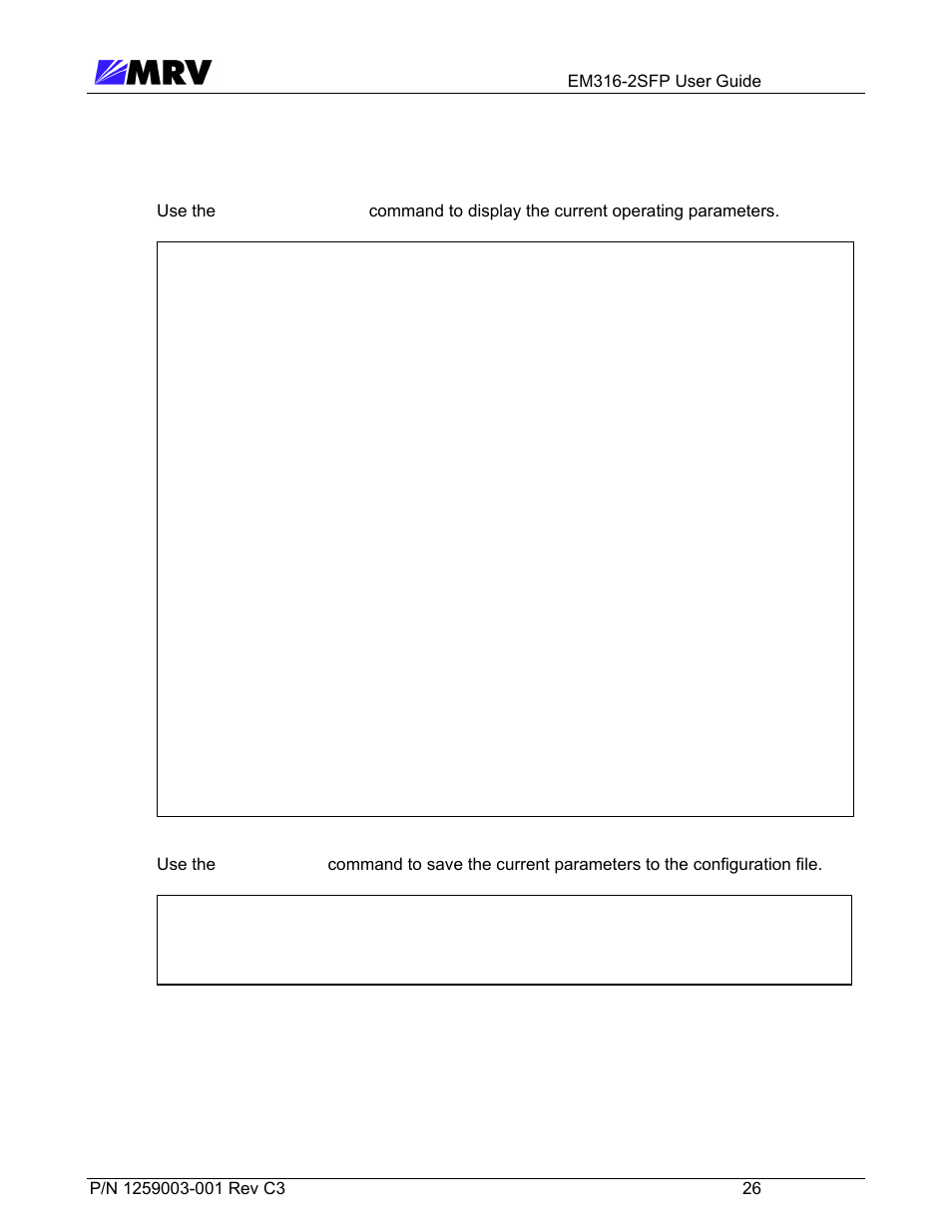2 displaying and saving system parameters | MRV Communications EM316-2SFP User Manual | Page 35 / 56