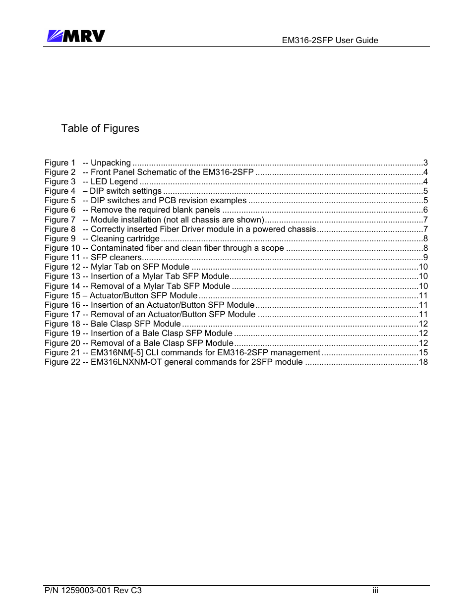 Table of figures | MRV Communications EM316-2SFP User Manual | Page 4 / 56
