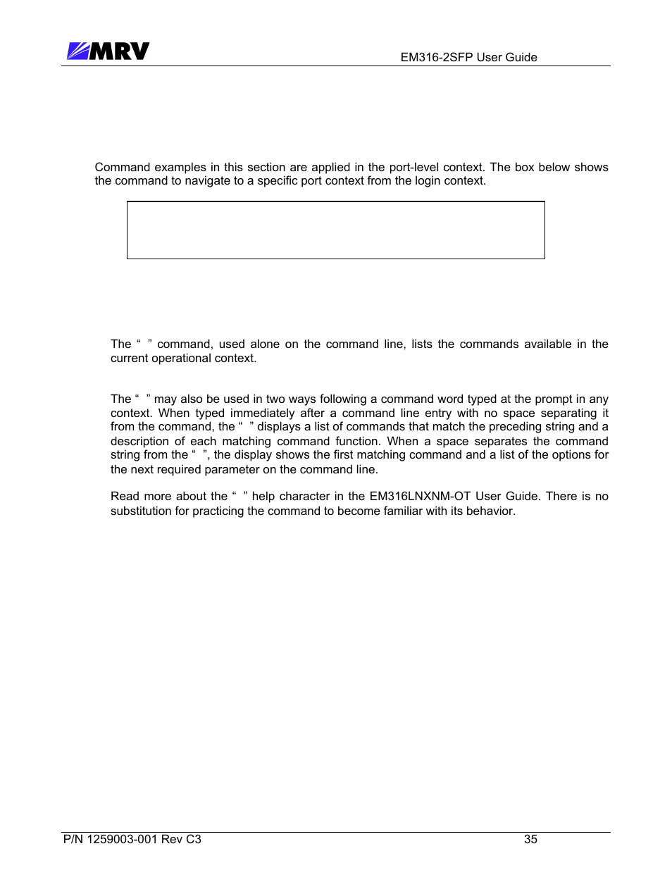 7 port context commands and examples | MRV Communications EM316-2SFP User Manual | Page 44 / 56