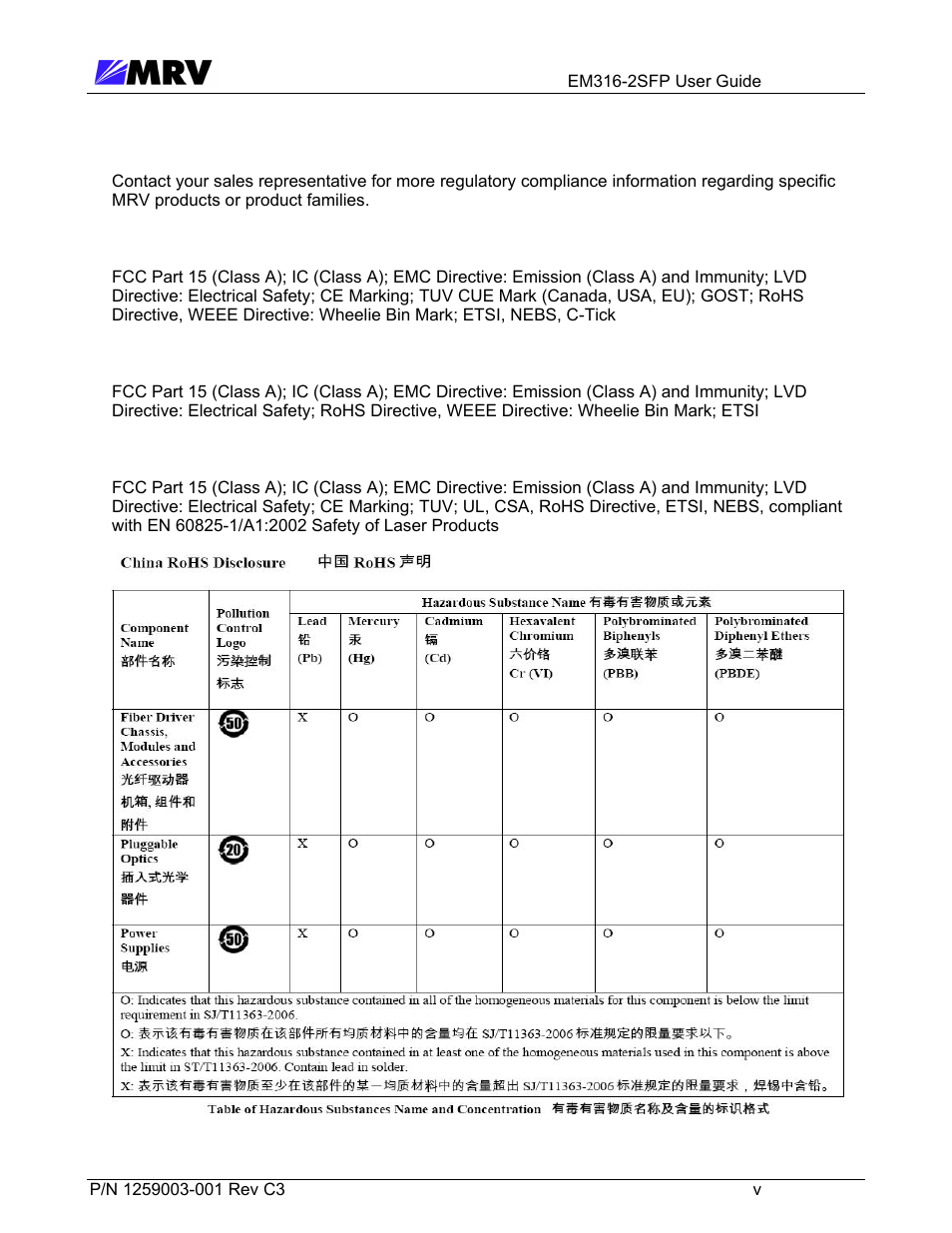 4 mrv regulatory compliance | MRV Communications EM316-2SFP User Manual | Page 6 / 56