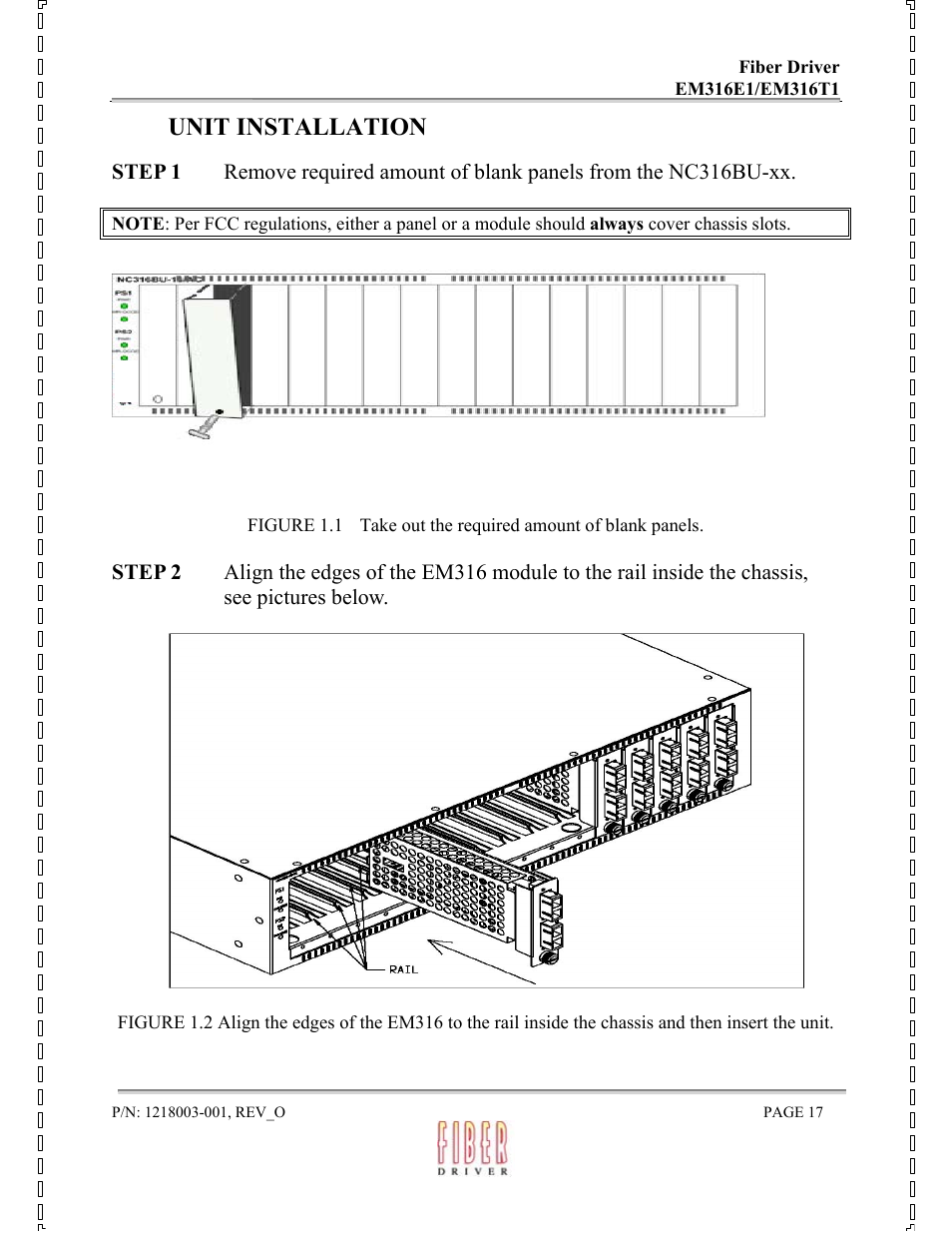 Unit installation | MRV Communications EM316E1 User Manual | Page 17 / 23