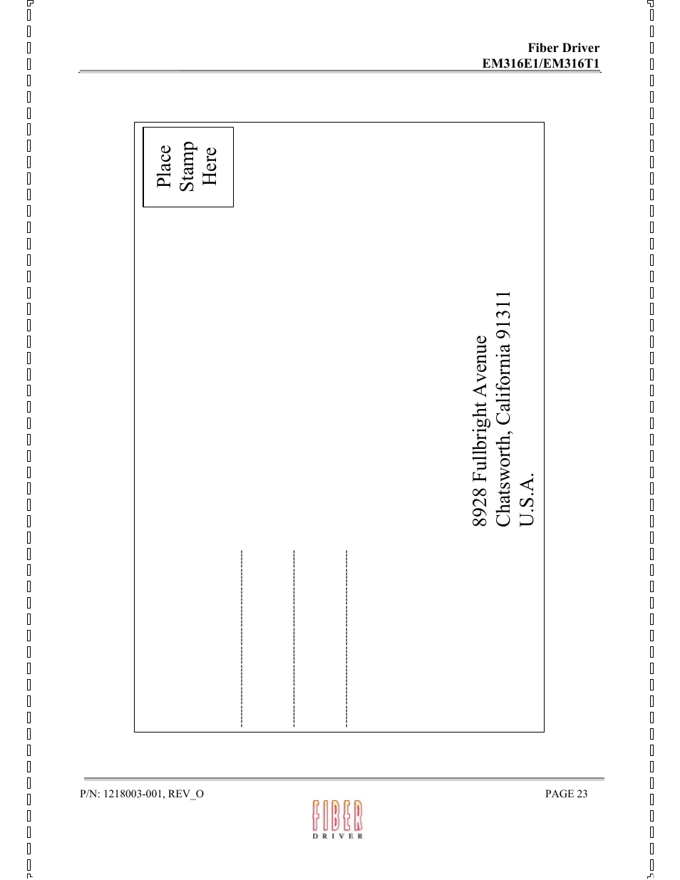 Pl ace sta m p here | MRV Communications EM316E1 User Manual | Page 23 / 23