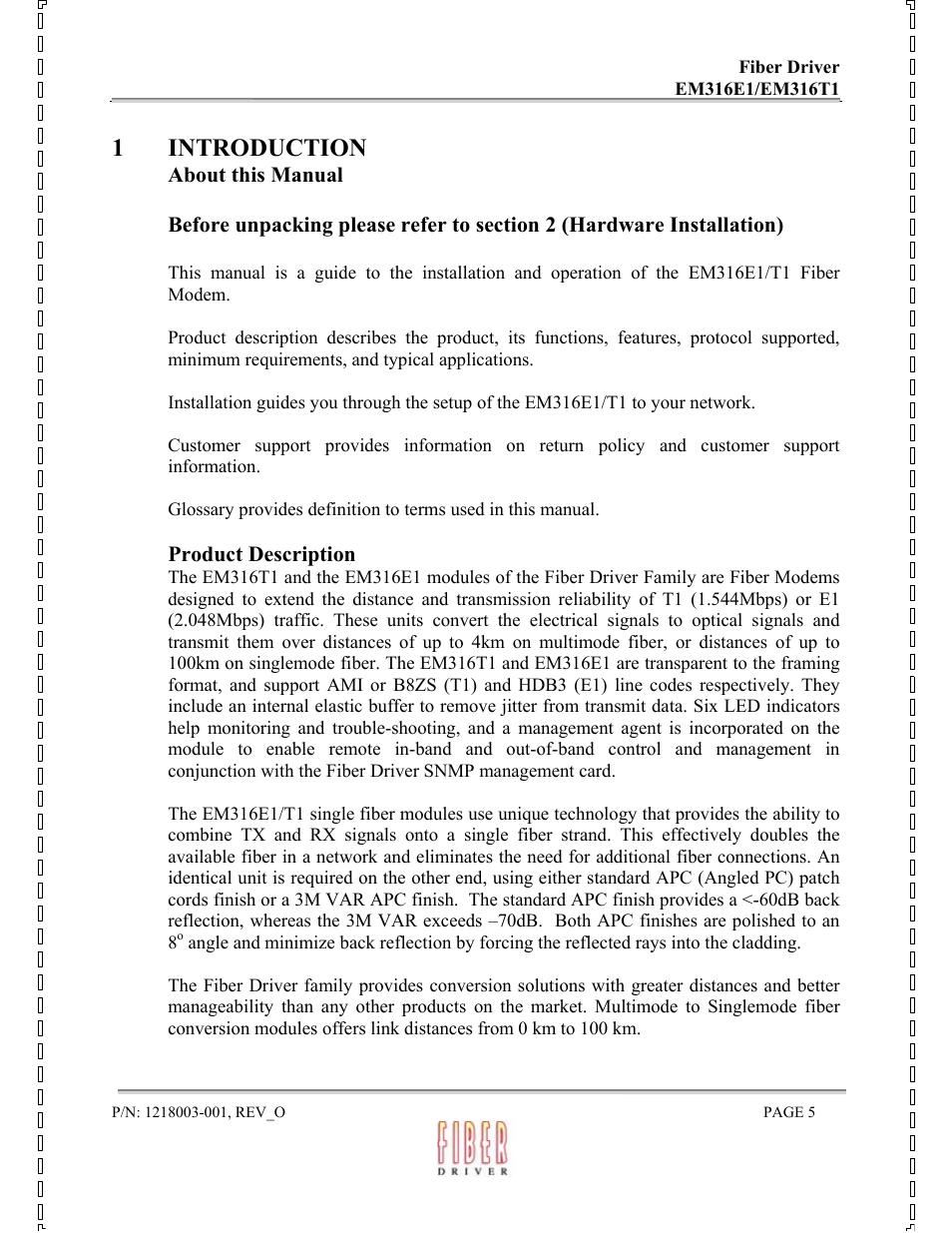 1 introduction | MRV Communications EM316E1 User Manual | Page 5 / 23