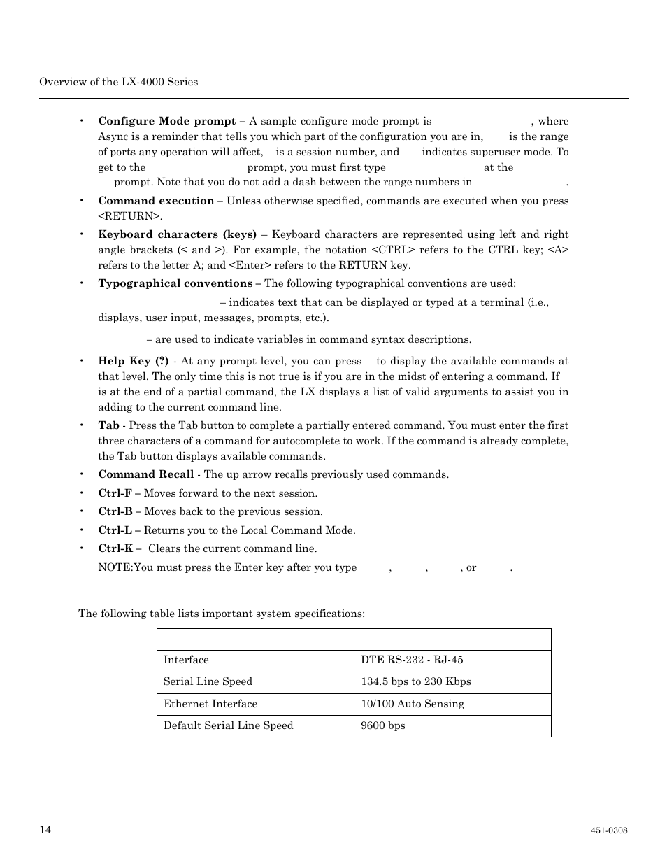 System specifications | MRV Communications LX-4000 Series User Manual | Page 14 / 65