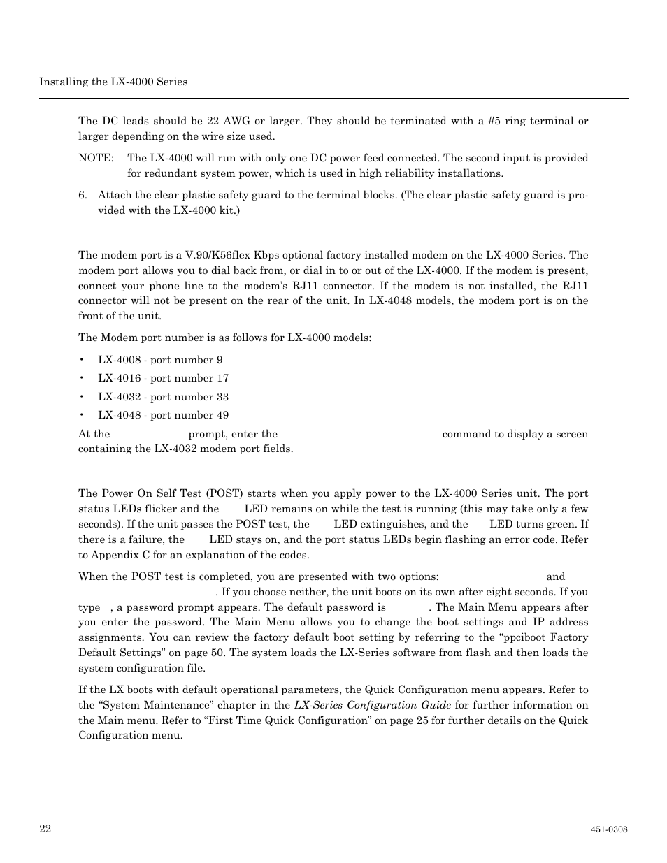 Modem port (optional) powering on, Modem port (optional), Powering on | MRV Communications LX-4000 Series User Manual | Page 22 / 65