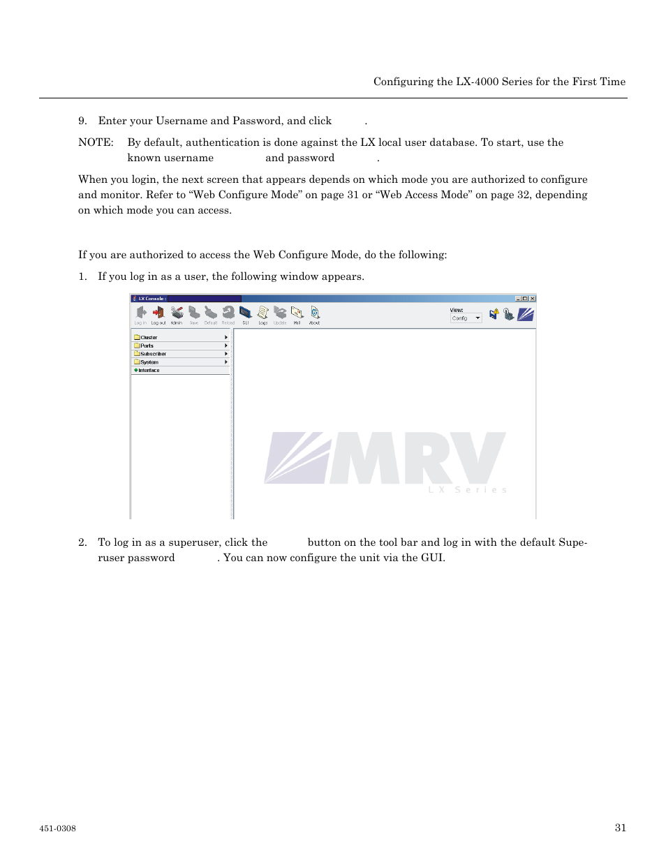 Web configure mode | MRV Communications LX-4000 Series User Manual | Page 31 / 65