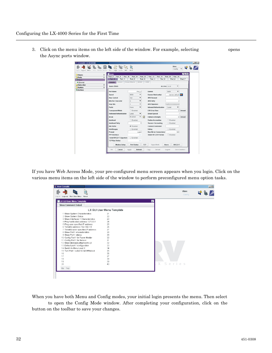 Web access mode menu/config mode | MRV Communications LX-4000 Series User Manual | Page 32 / 65