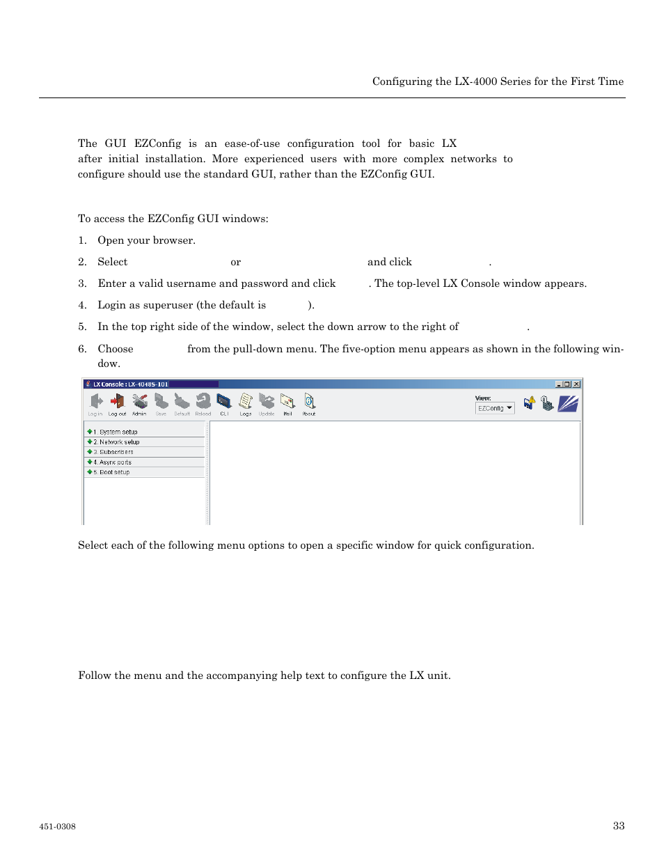 Gui ez configuration, Launching the ezconfig gui | MRV Communications LX-4000 Series User Manual | Page 33 / 65