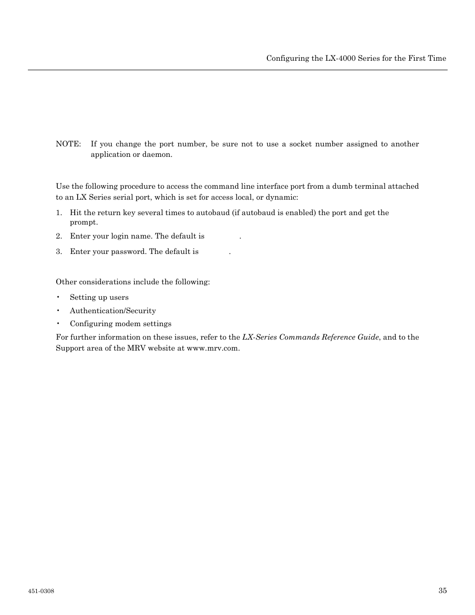 Additional considerations | MRV Communications LX-4000 Series User Manual | Page 35 / 65