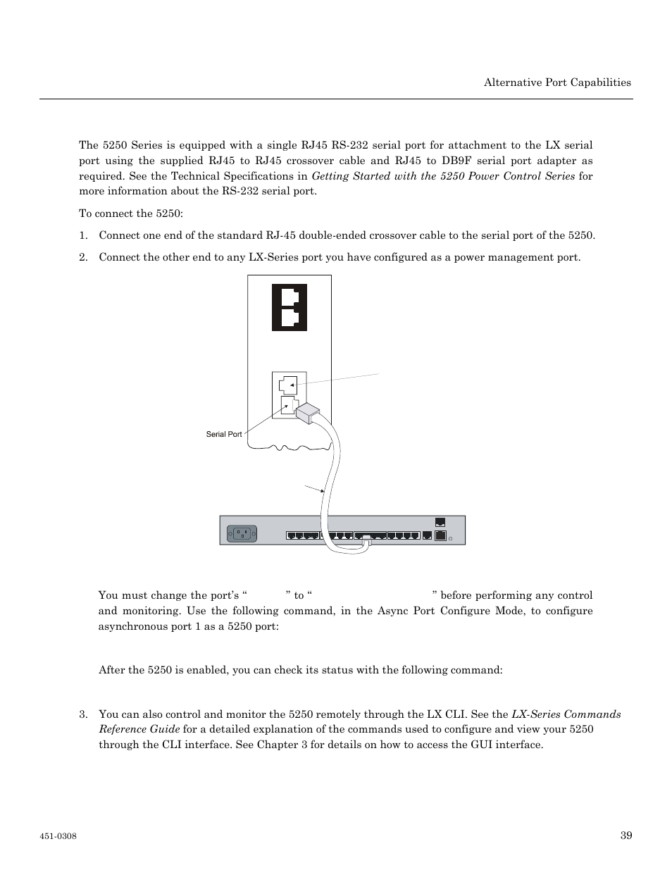 Connecting the 5250, 39 alternative port capabilities, T/h 1 t/h 2 ser net | MRV Communications LX-4000 Series User Manual | Page 39 / 65