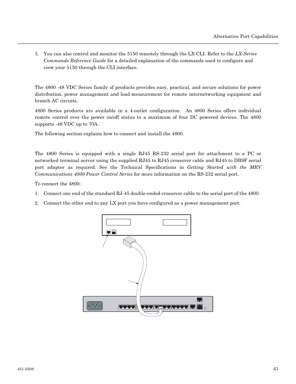 4800 power strip management, Connecting the 4800 | MRV Communications LX-4000 Series User Manual | Page 41 / 65