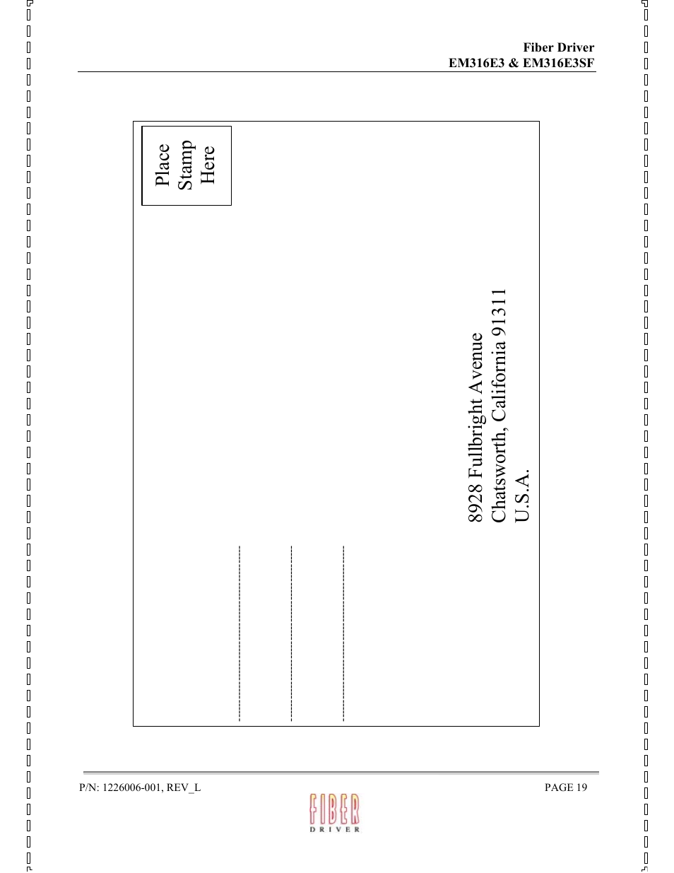 Pl ace sta m p here | MRV Communications EM316E3 User Manual | Page 19 / 19