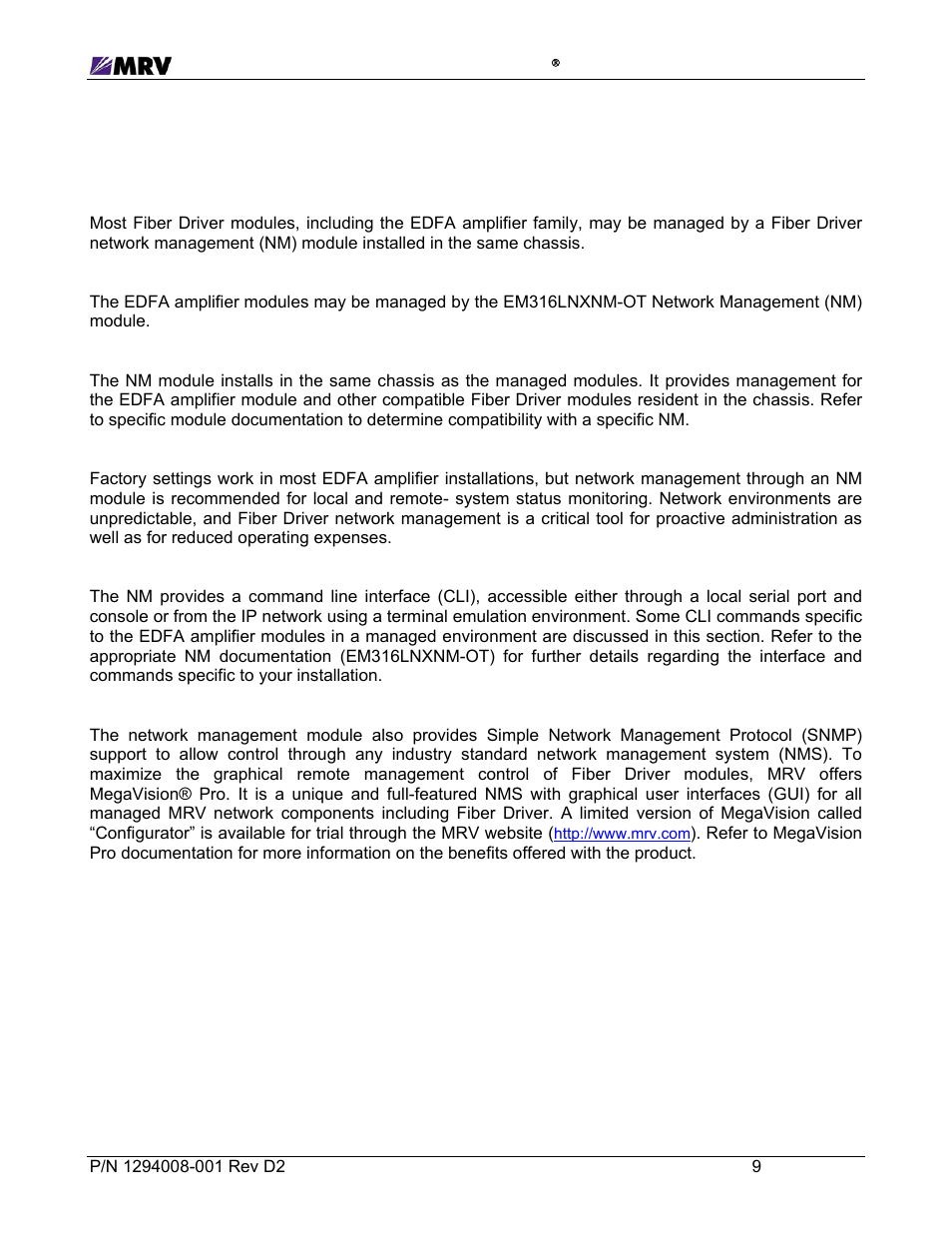 5 module management | MRV Communications EM316EDFA-BR User Manual | Page 18 / 44