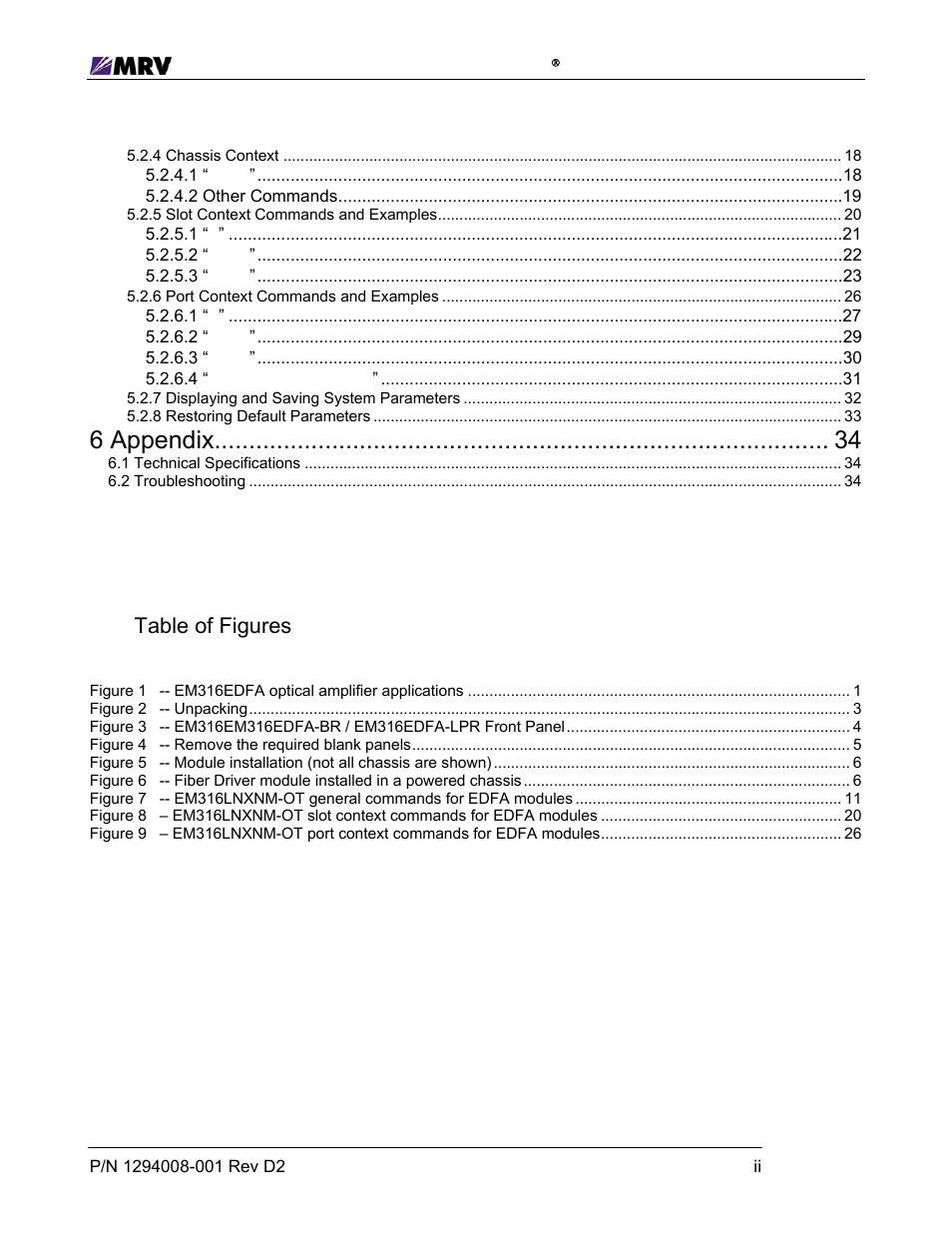 6 appendix, Table of figures | MRV Communications EM316EDFA-BR User Manual | Page 3 / 44