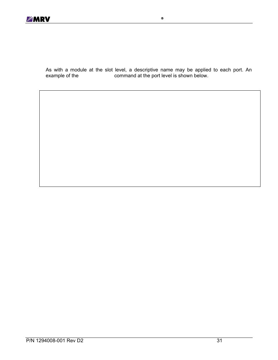 4 “port description | MRV Communications EM316EDFA-BR User Manual | Page 40 / 44