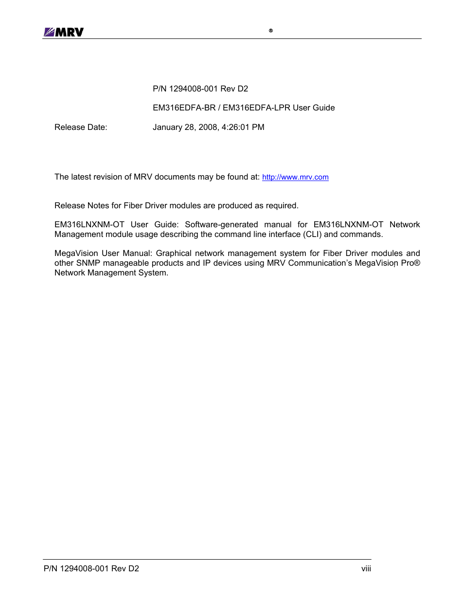 6 about this manual, 7 latest revision and related documents | MRV Communications EM316EDFA-BR User Manual | Page 9 / 44