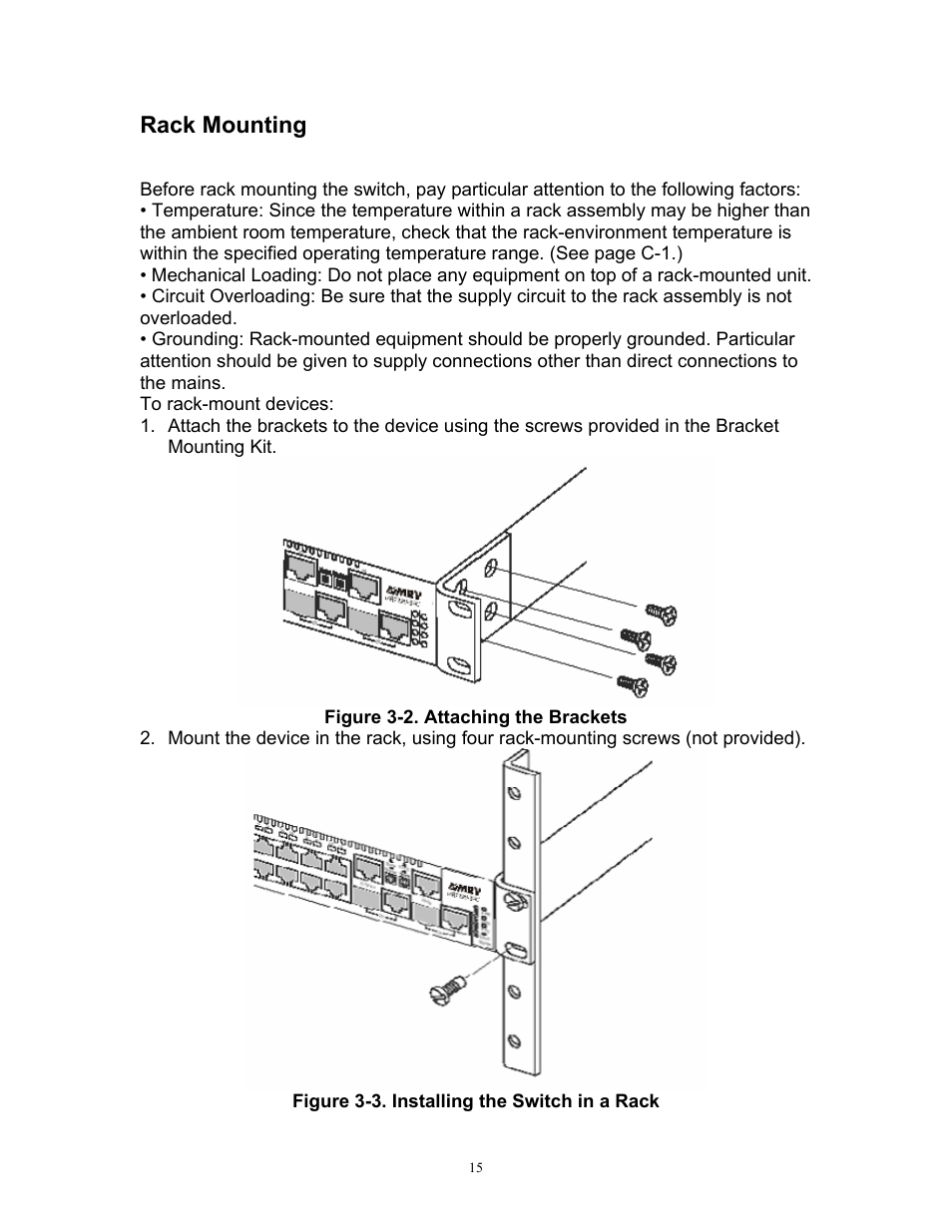 Rack mounting | MRV Communications MR2228-S2C User Manual | Page 19 / 41