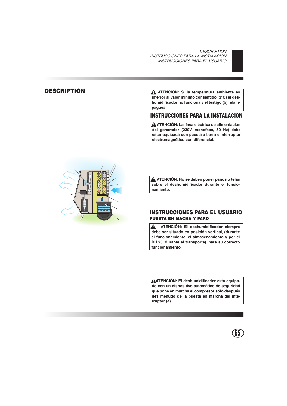 Instrucciones para la instalacion description, Instrucciones para el usuario | Master Lock DH 40 User Manual | Page 17 / 28
