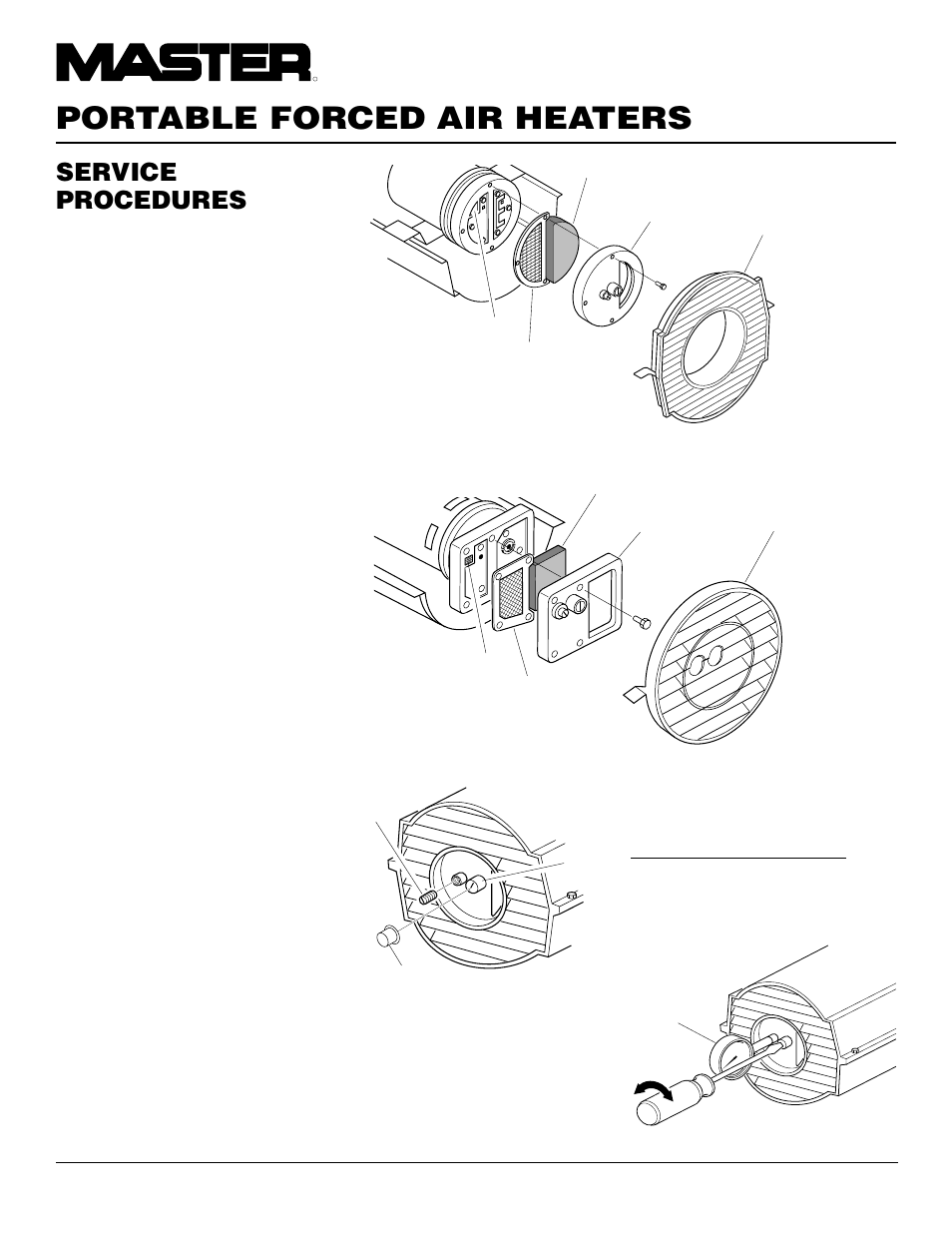 Portable forced air heaters, Service procedures, Continued | Master Lock B150CEH User Manual | Page 12 / 108