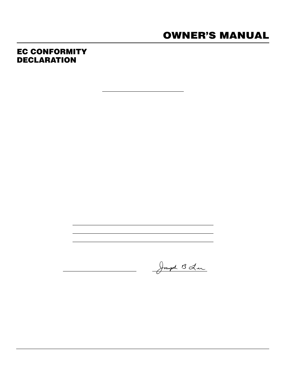Owner’s manual, Ec conformity declaration | Master Lock B150CEH User Manual | Page 27 / 108