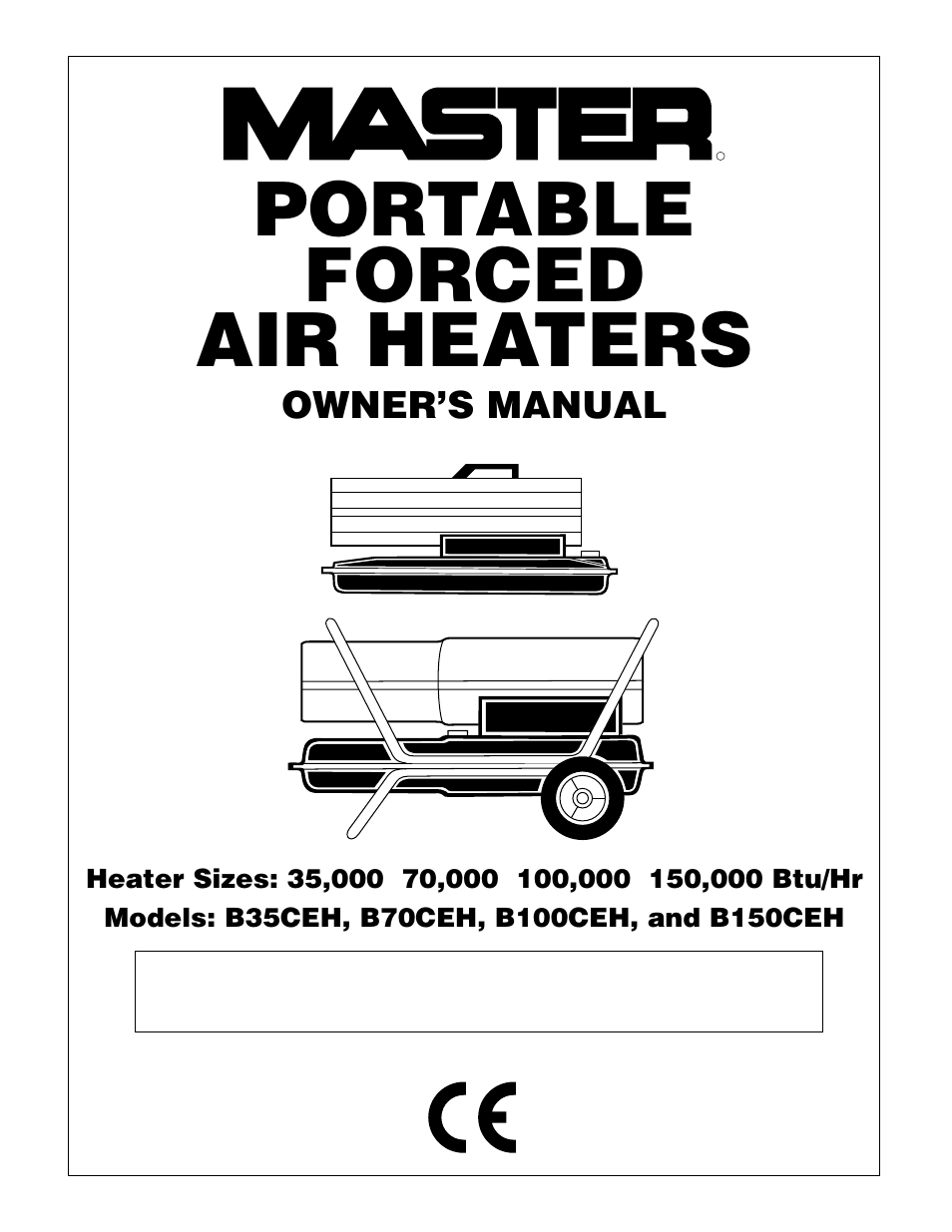 Portable forced air heaters | Master Lock B150CEH User Manual | Page 3 / 108