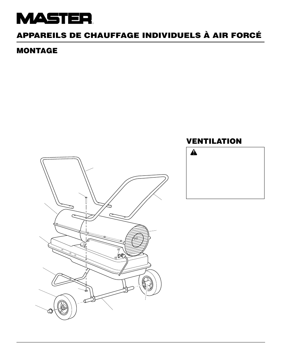 Appareils de chauffage individuels à air forcé, Ventilation, Montage | Master Lock B150CEH User Manual | Page 32 / 108