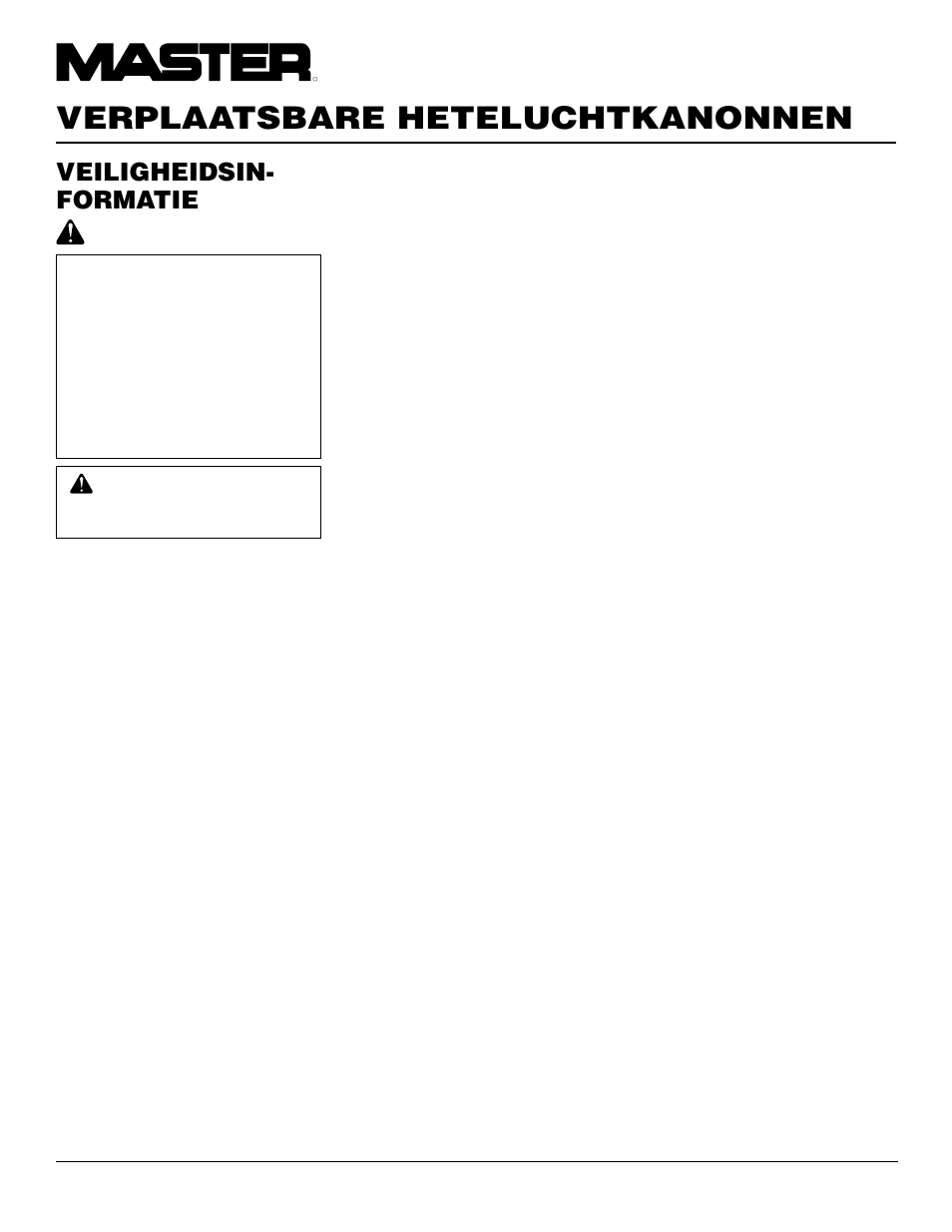 Verplaatsbare heteluchtkanonnen, Veiligheidsin- formatie | Master Lock B150CEH User Manual | Page 56 / 108