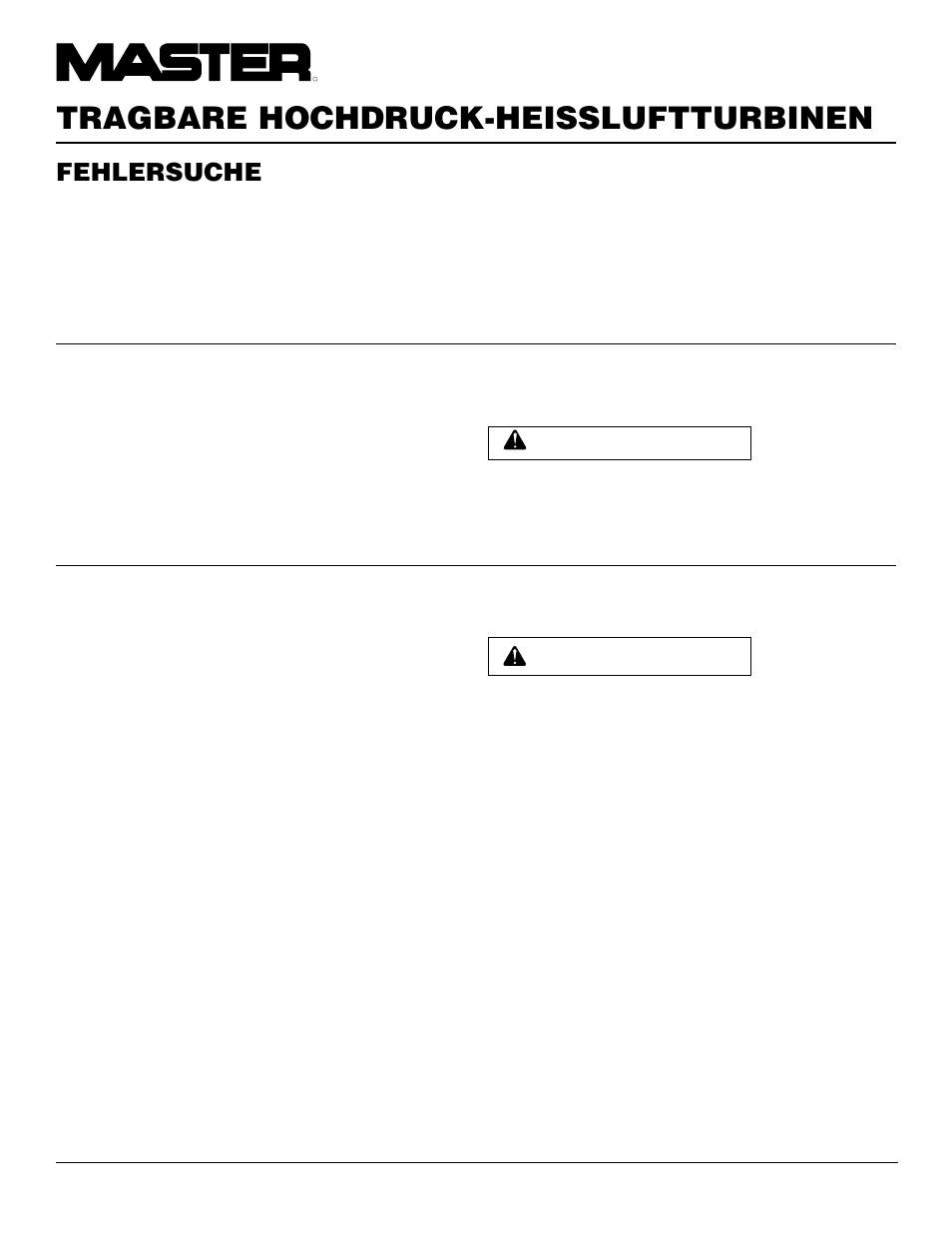 Tragbare hochdruck-heissluftturbinen, Fehlersuche | Master Lock B150CEH User Manual | Page 88 / 108