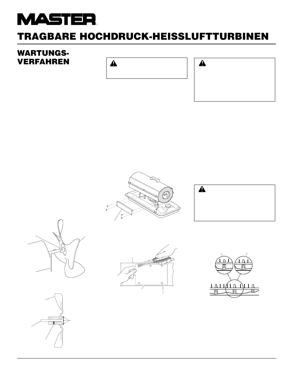 Tragbare hochdruck-heissluftturbinen, Wartungs- verfahren, Fortsetzung) | Master Lock B150CEH User Manual | Page 94 / 108