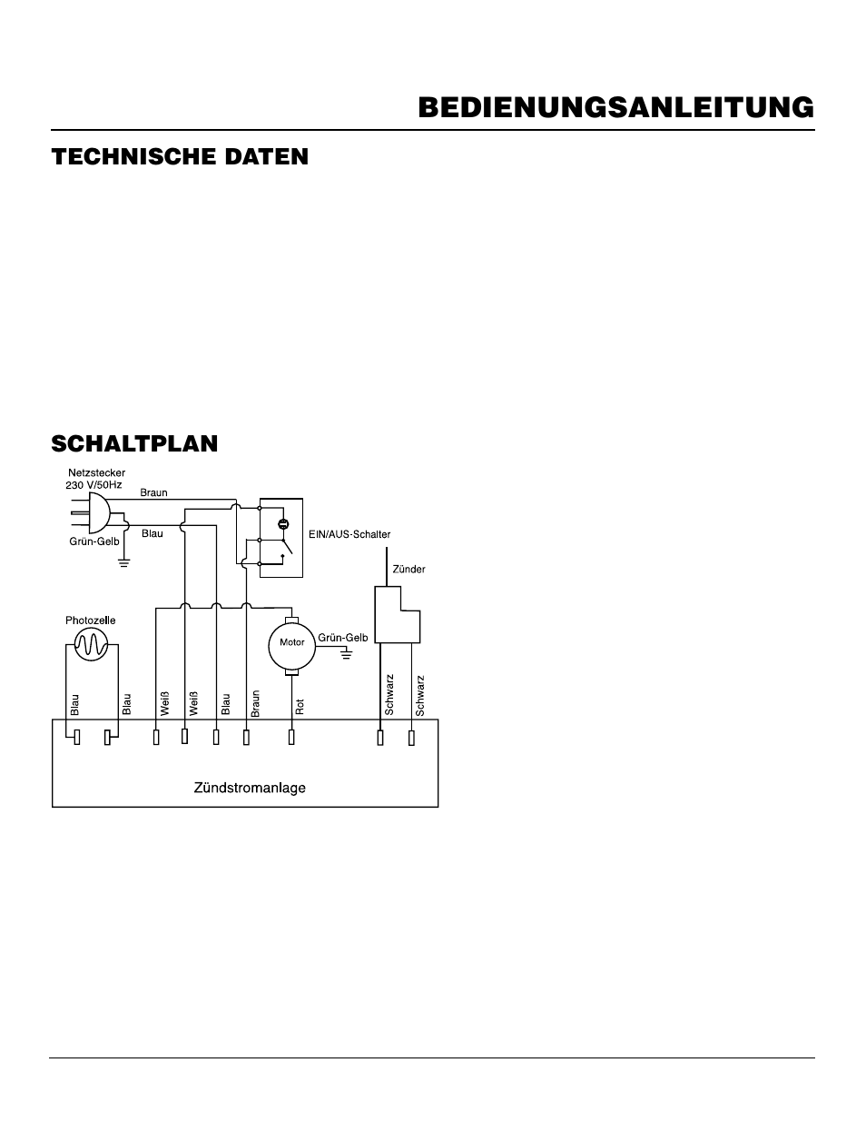 Bedienungsanleitung, Technische daten, Schaltplan | Master Lock B150CEH User Manual | Page 95 / 108