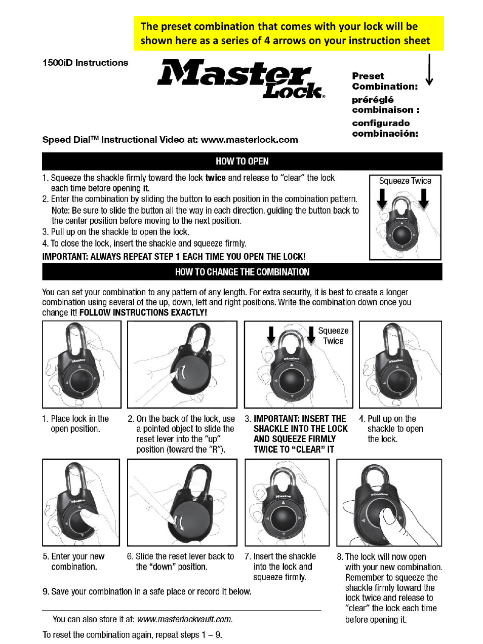 Master Lock Masterlock 1500HD User Manual | 1 page