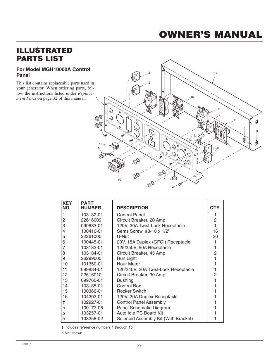 Owner’s manual, Illustrated parts list | Master Lock MGH3000G User Manual | Page 29 / 36