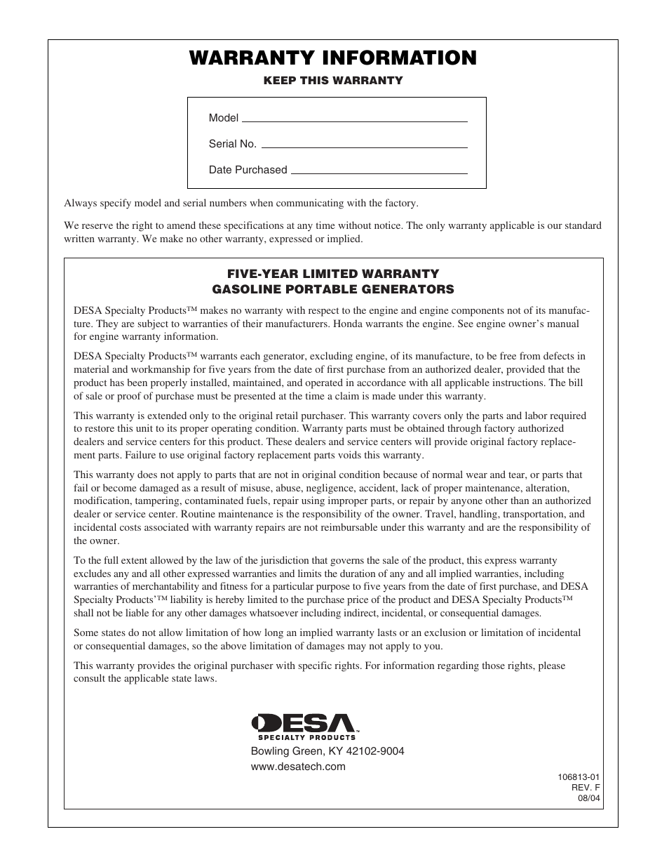 Warranty information | Master Lock MGH3000G User Manual | Page 36 / 36