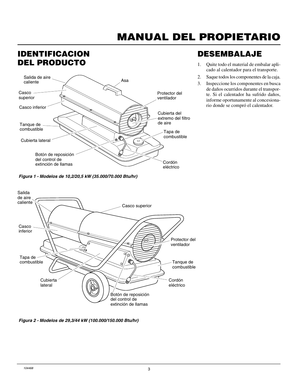 Manual del propietario, Identificacion del producto, Desembalaje | Master Lock B150CEA User Manual | Page 27 / 48