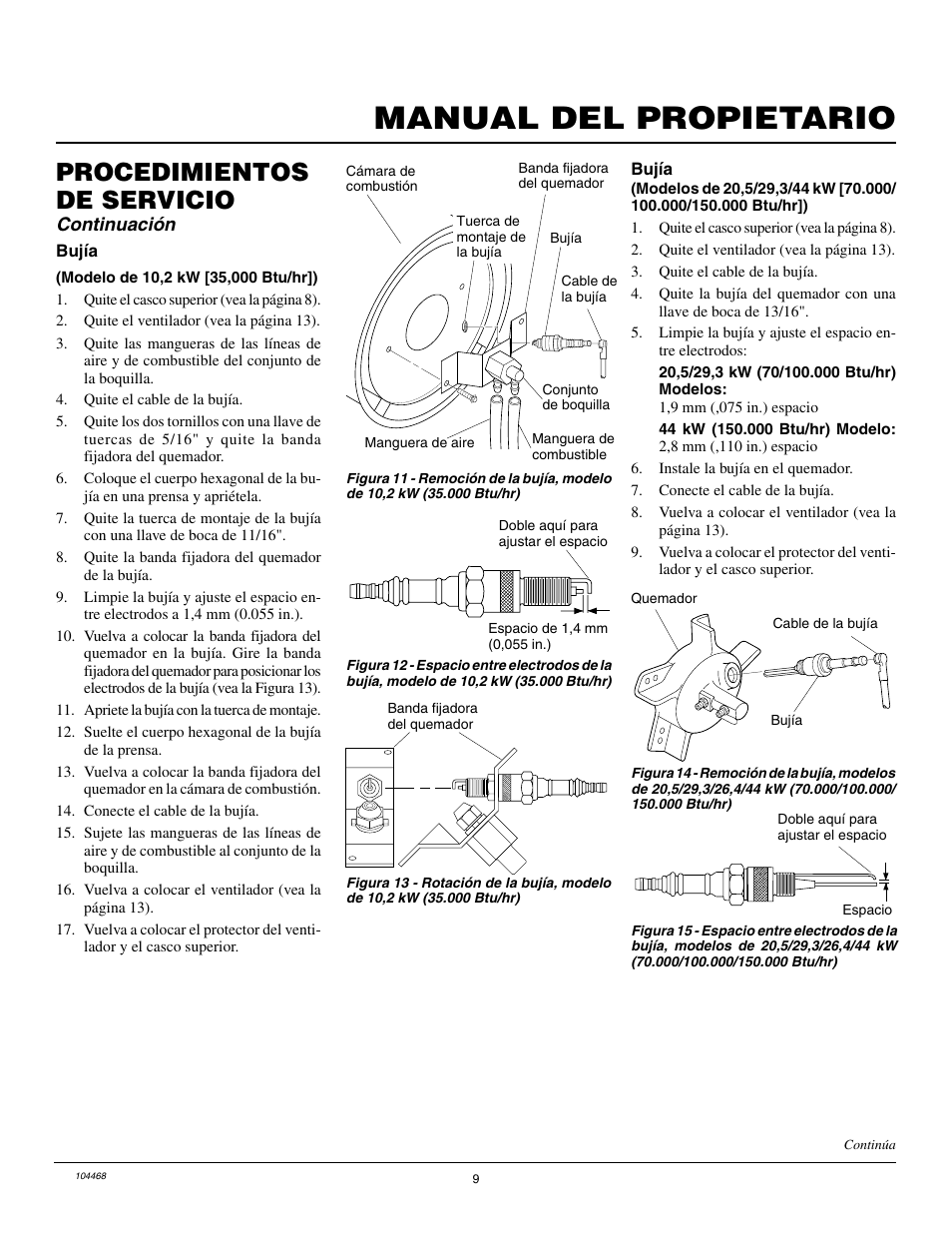 Manual del propietario, Procedimientos de servicio, Continuación | Master Lock B150CEA User Manual | Page 33 / 48