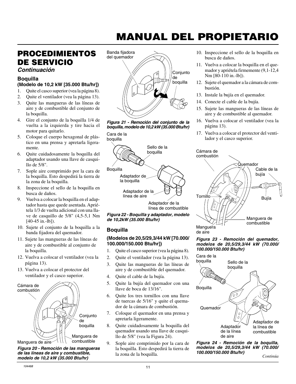 Manual del propietario, Procedimientos de servicio, Continuación | Master Lock B150CEA User Manual | Page 35 / 48