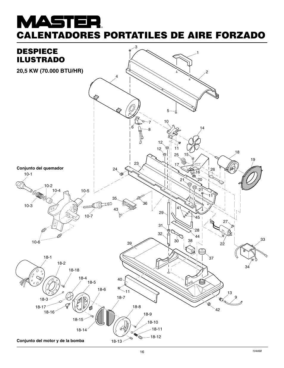 Calentadores portatiles de aire forzado, Despiece ilustrado | Master Lock B150CEA User Manual | Page 40 / 48