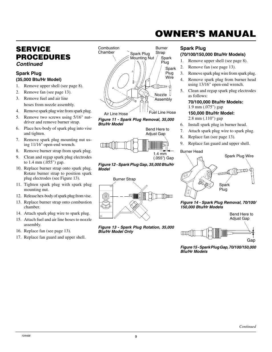 Owner’s manual, Service procedures, Continued | Master Lock B150CEA User Manual | Page 9 / 48