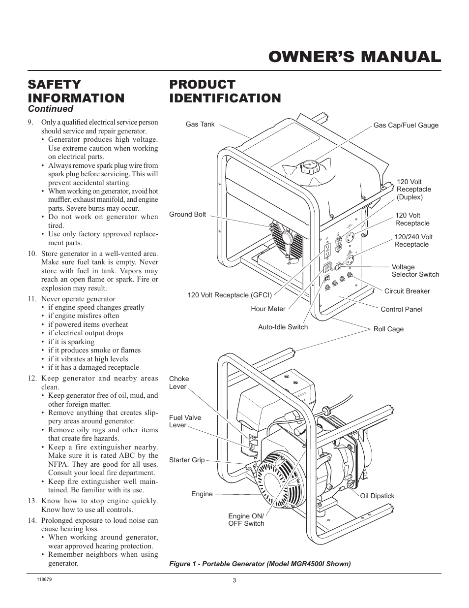 Owner’s manual, Product identification, Safety information | Continued | Master Lock MGR2900A User Manual | Page 3 / 24