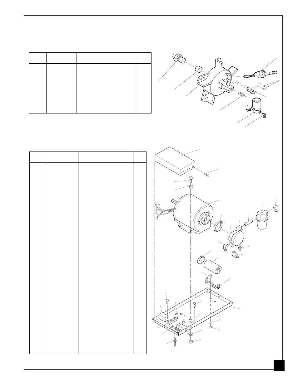 Parts list, Burner head assembly, Motor and pump assembly | Master Lock B350EAI User Manual | Page 19 / 24