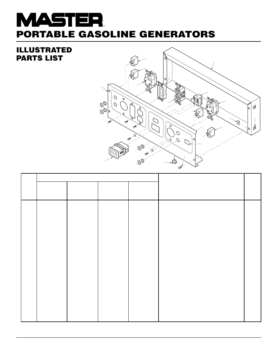 Portable gasoline generators, Illustrated parts list | Master Lock HWI3000  EN User Manual | Page 28 / 32