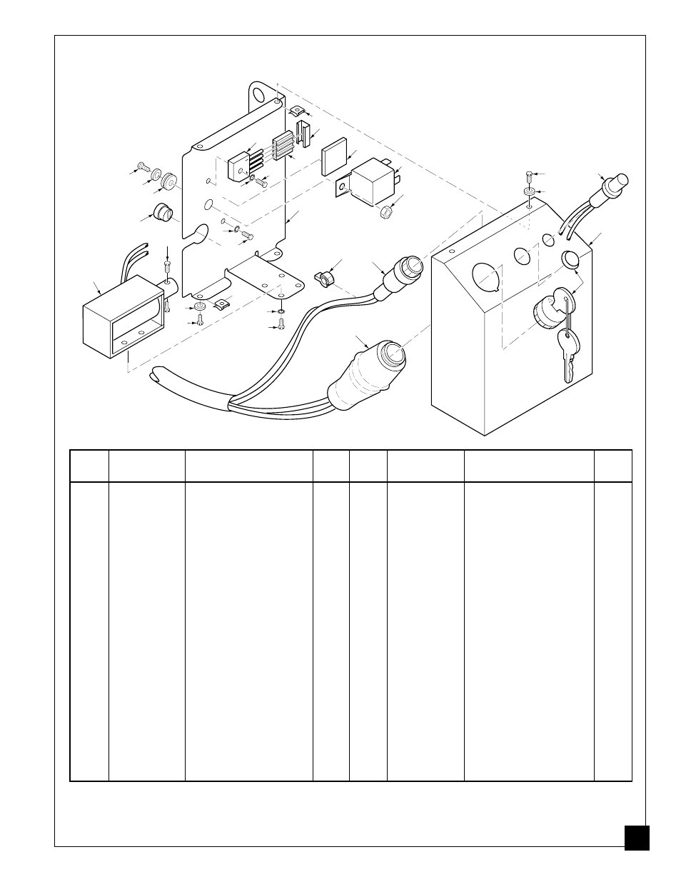 Illustrated parts list, Switch control box | Master Lock MGY5000 User Manual | Page 33 / 36