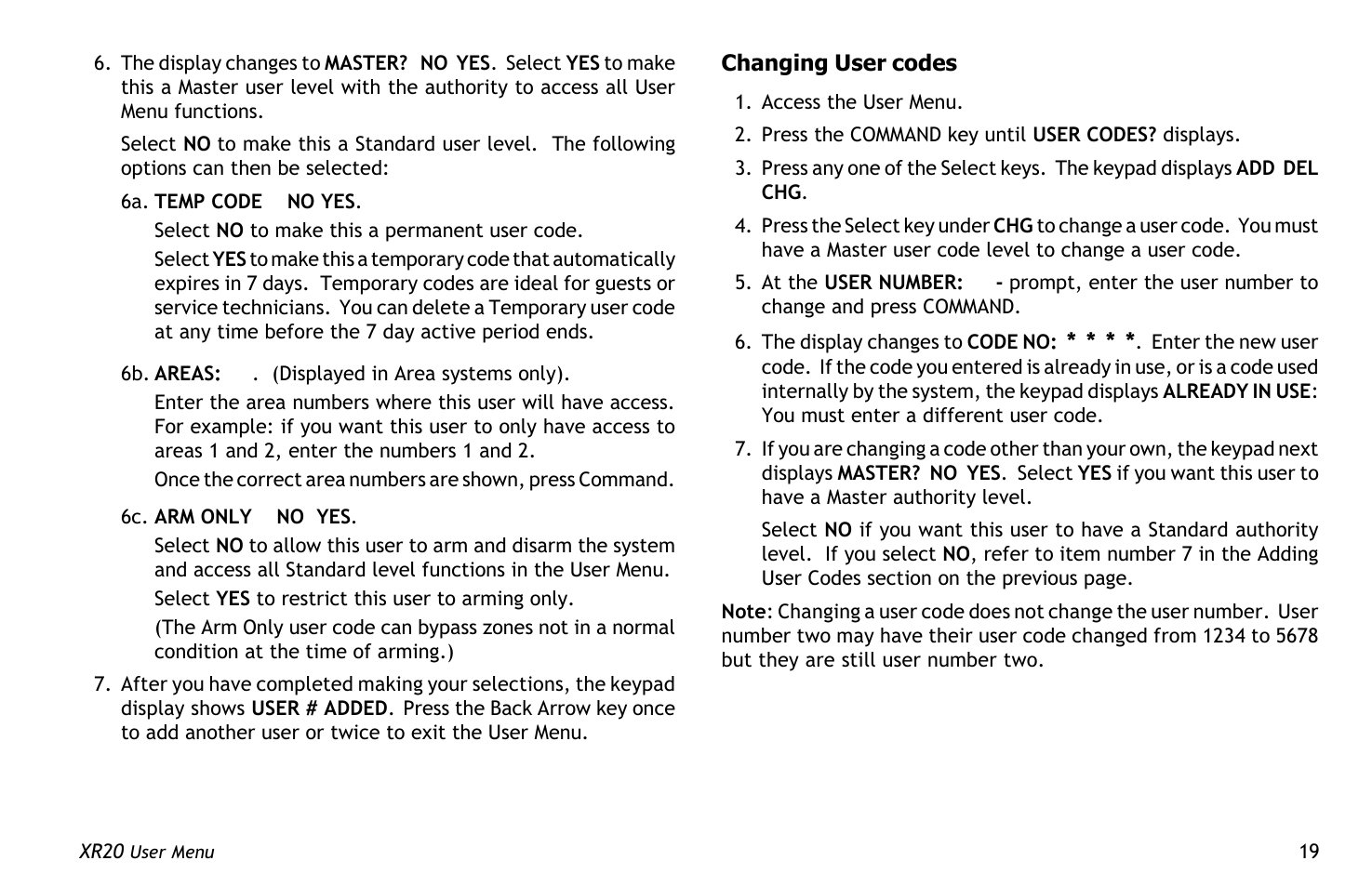 Use the left | Master Lock XR20 User Manual | Page 23 / 44