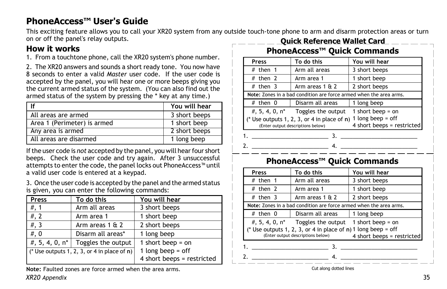 Phoneaccess™ user's guide, How it works, Phoneaccess™ quick commands | Master Lock XR20 User Manual | Page 39 / 44