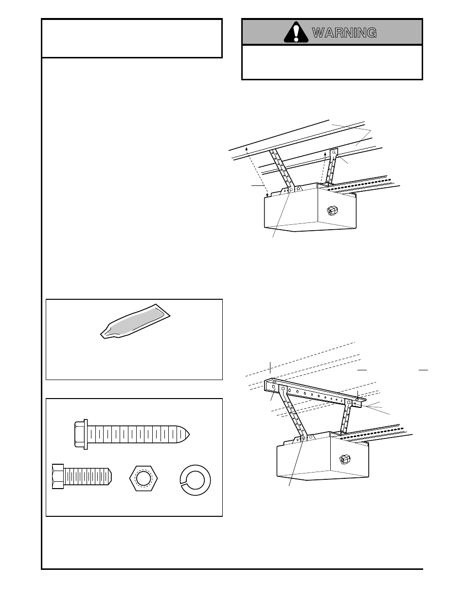 5) hang the opener, Warning, Installation step 5 | Hang the opener, Figure 1 figure 2 | Master Lock ATS 211 User Manual | Page 12 / 32